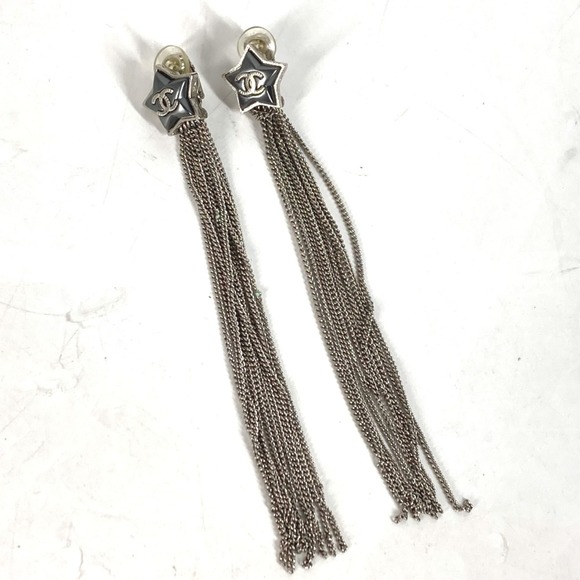 Chanel A17B Accessories Long Earrings Pierce Silver - Picture 1 of 9